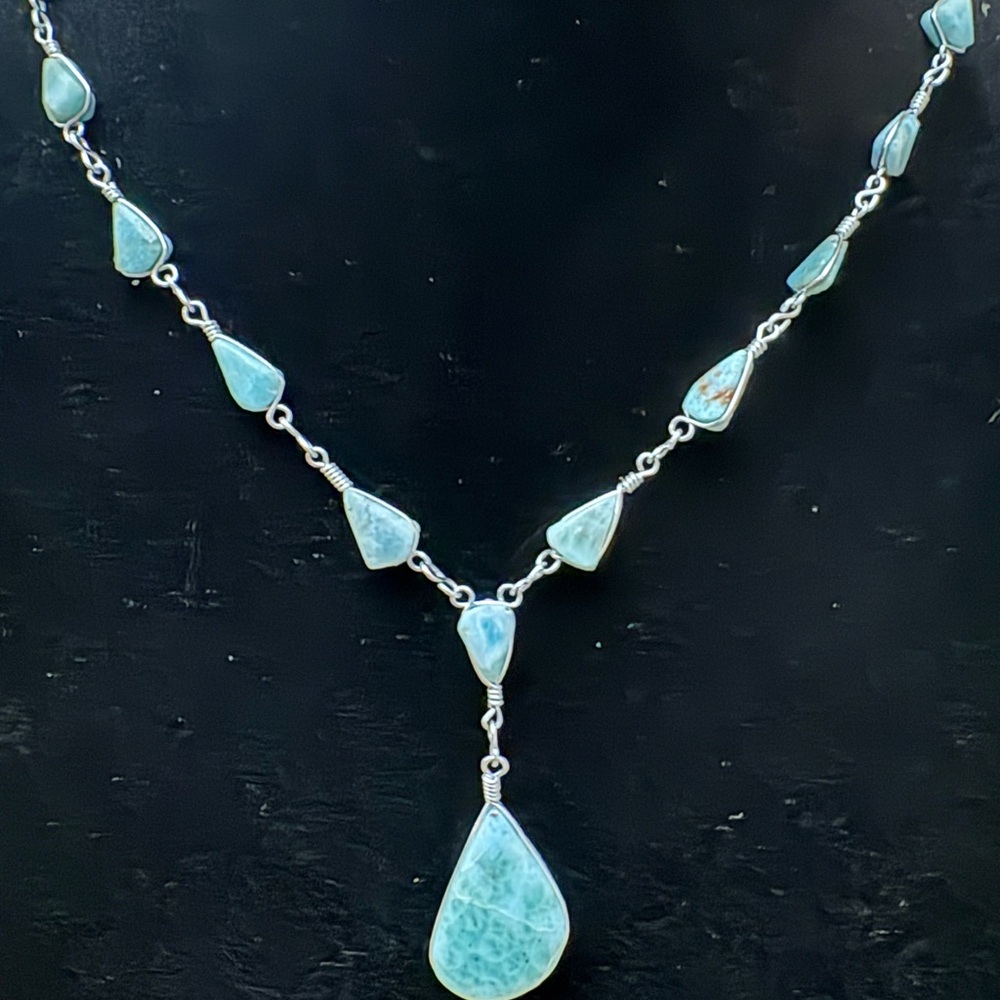 Silver and Larimar Necklace